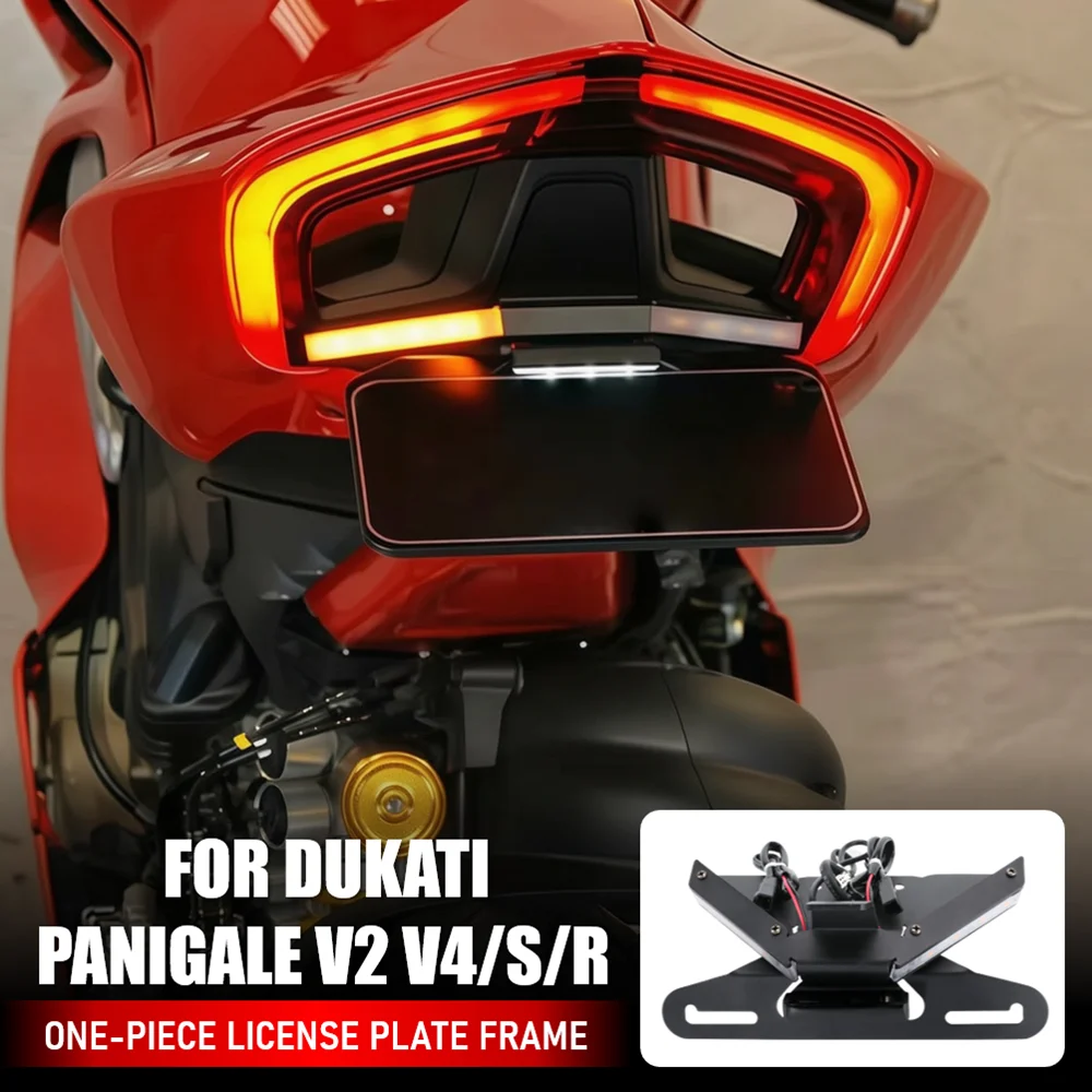 For DUCATI Panigale V4/S/R V2 Streetfighter 1100 Tail Tidy Fender Eliminator Motorcycle License Plate Holder LED Turn Signal