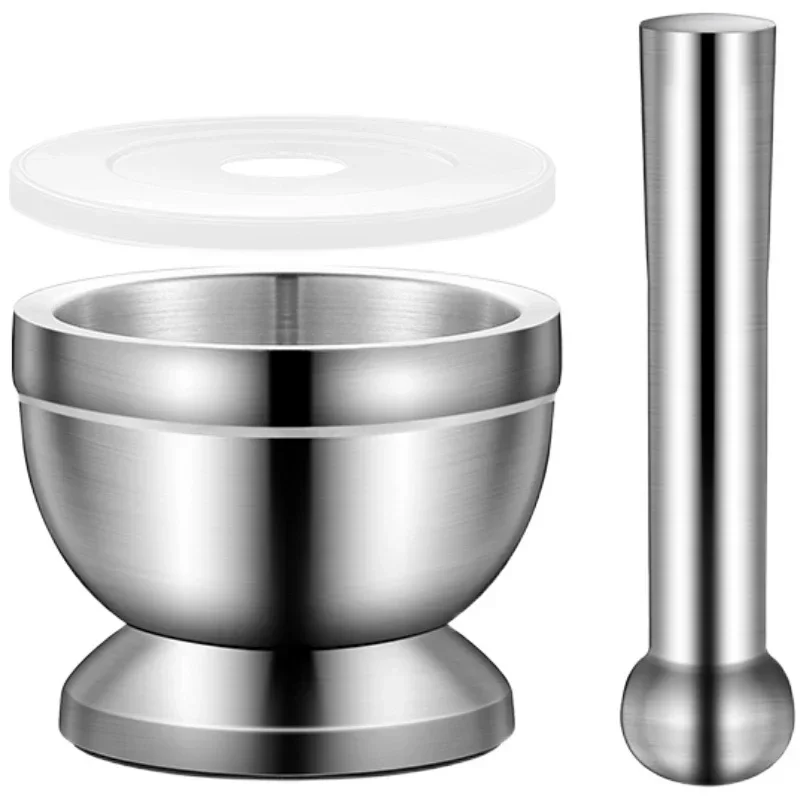 304 stainless steel garlic masher stone mortar Garlic mortar Mashing tank Household Tamping Medicine Ramming and grinding