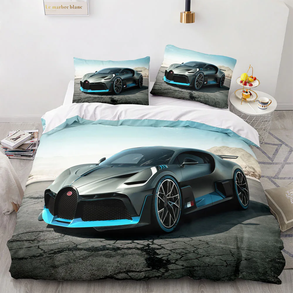Sports Car King Queen Duvet Cover Cool Colorful Supercar Pattern Bedding Set for Men Adult Race Car 2/3pcs Polyester Quilt Cover