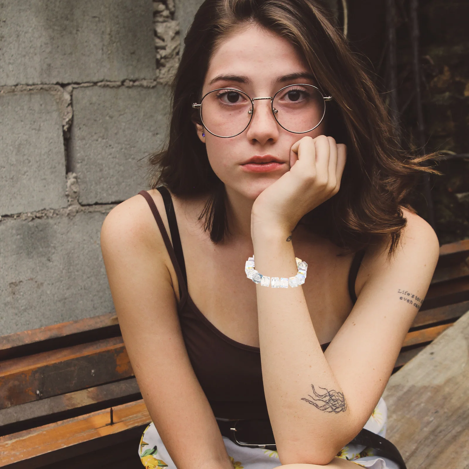 100Pcs Crystal Glass Cube Beads DIY Jewelry Making Beads for Necklace Bracelet Earrings Crafts Accessories Bracelet DIY Charms