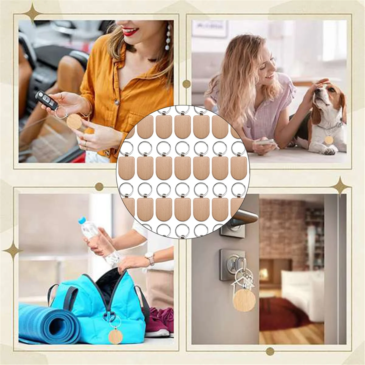 

NEW 50 Pieces Blank Wooden Key Tag Key Engraving Blanks Unfinished Wood Keychain Key Ring Key Tags for DIY Crafts Style 7