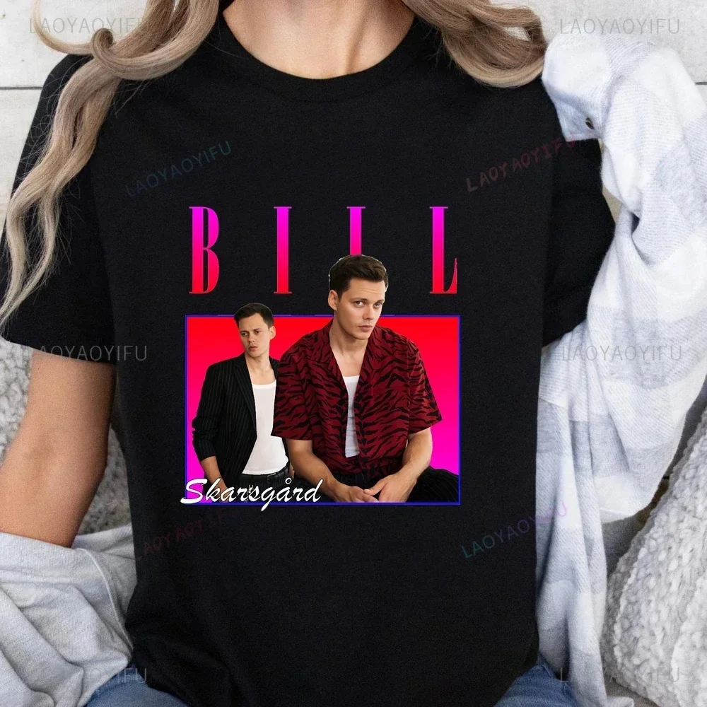 Classic Poster-printed Stylish T-shirt for Swedish Actor Bill Skarsgard.A Casual Cotton T-shirt Suitable for Both Men and Women.