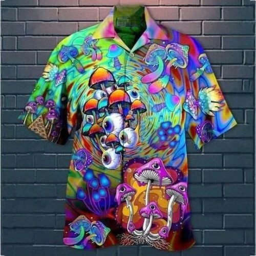 New funny spaceship men's shirt short-sleeved Cuban style oversized Hawaiian top 3d y2k clothes summer vacation men and women