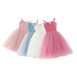 2026 Summer Baby Girls Kids Cute Tutu Sling Dress Sleeveless Tulle Birthday Party Vestido Ballet Princess Dress Children Clothes