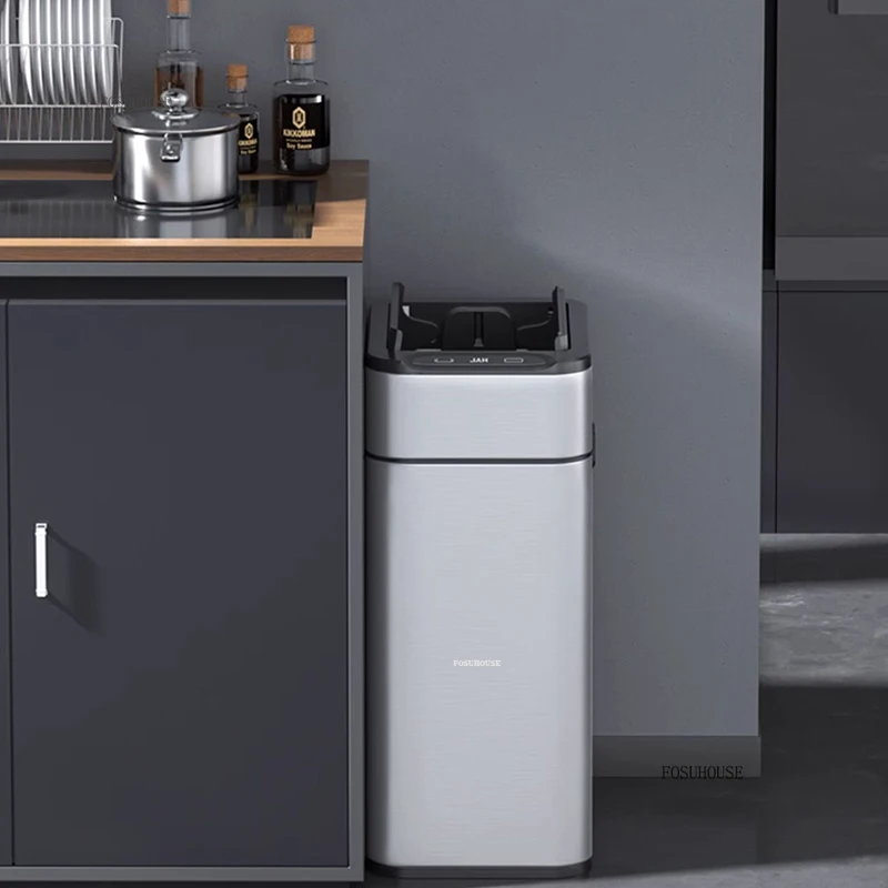 

Nordic Smart Induction Waste Bins with LidMinimalist Kitchen Garbage Cube Office Smart Trash Bin Household Bathroom Trash Can K