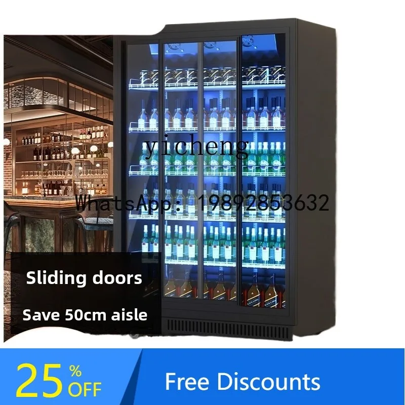 AB  double door three door beer display cabinet commercial sliding door glass  refrigerated beverage cabinet