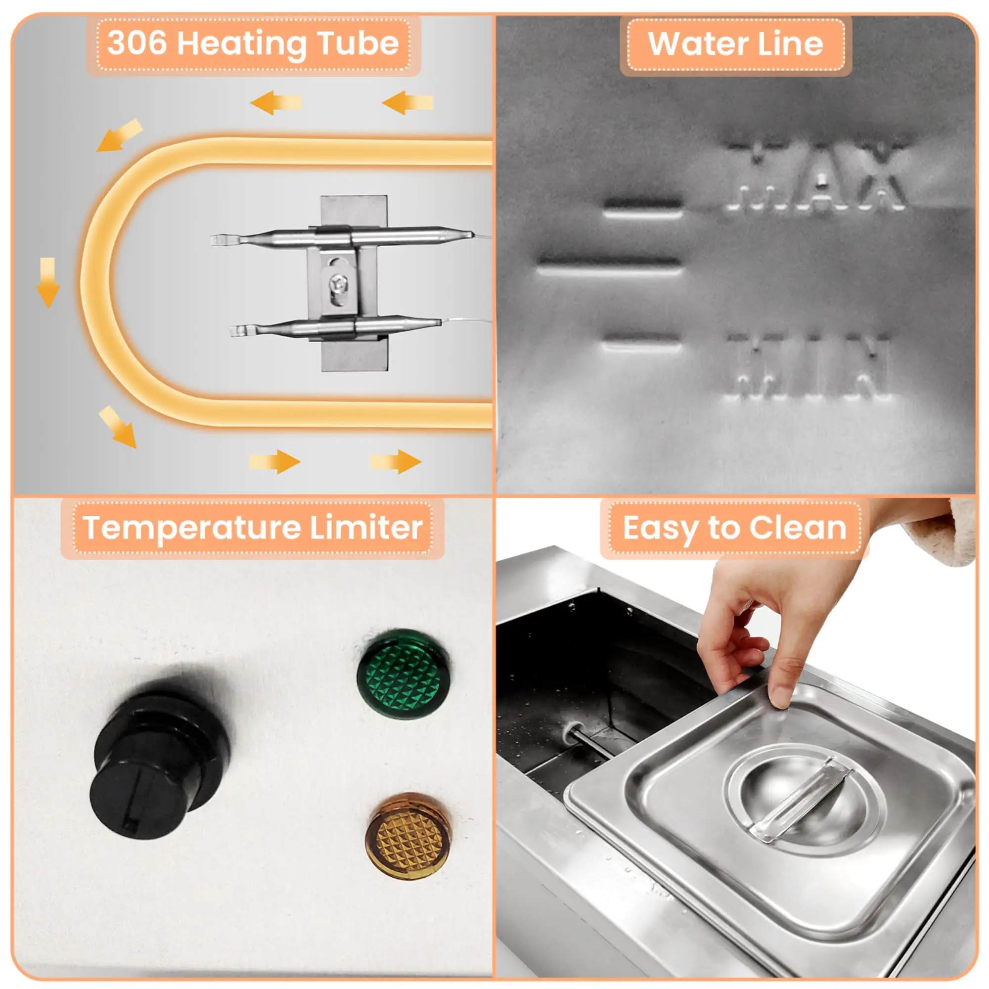 2/3탱크 초콜릿 템퍼링 기계 800W/1200W 1.8QT 식품 등급 스테인리스 스틸 PID 온도 제어 베이커리 레스토랑용