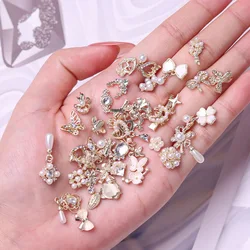 10pcs 3D Exquisite Japanese Alloy Nail Art Charms Luxury Kawaii Bow Butterfly Jewelry Nail Rhinestone Decoration DIY Accessories
