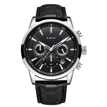 LIGE Watches Men 2024 Top Brand Luxury Casual Leather Quartz Men Watch Man Business Clock Male Sport Waterproof Date Chronograph