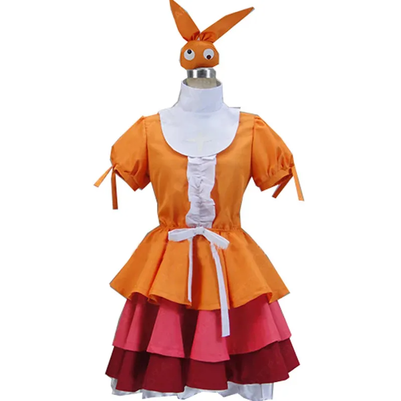 

2025 Tsuki Monogatari Ononoki Yotsugi Fluffy Dress Cosplay Costume With Headwear