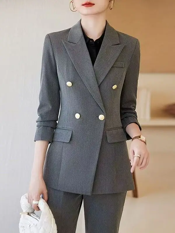 

Костюмный комплект больших размеров в корейском стиле: модный костюм-двойка с брюками с высокой талией для весны и осени, новинка