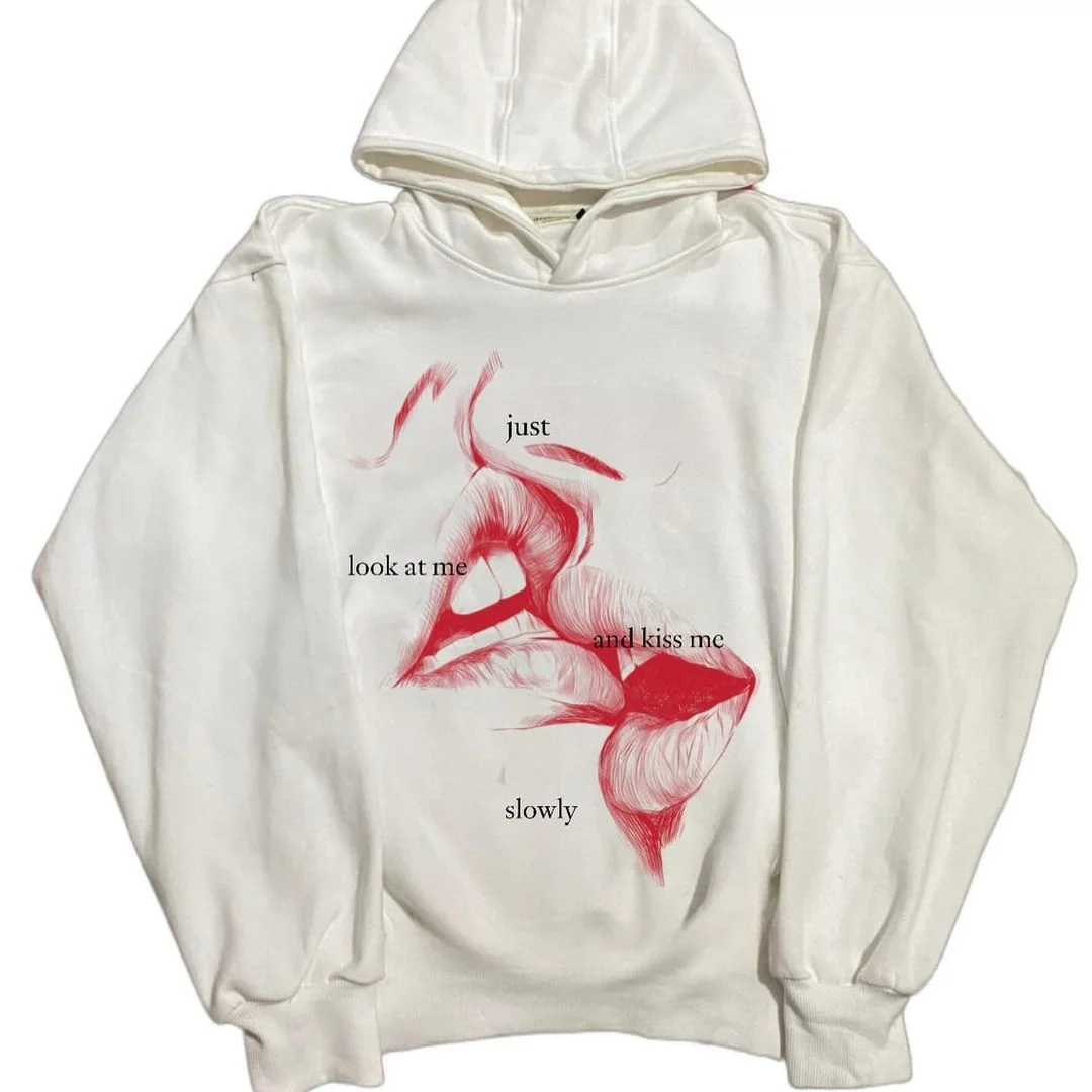 

Y2k Women's Sweatshirt Retro White Gothic Sweatshirt Long Sleeve Pullover Hoodie Oversized Jacket Streetwear