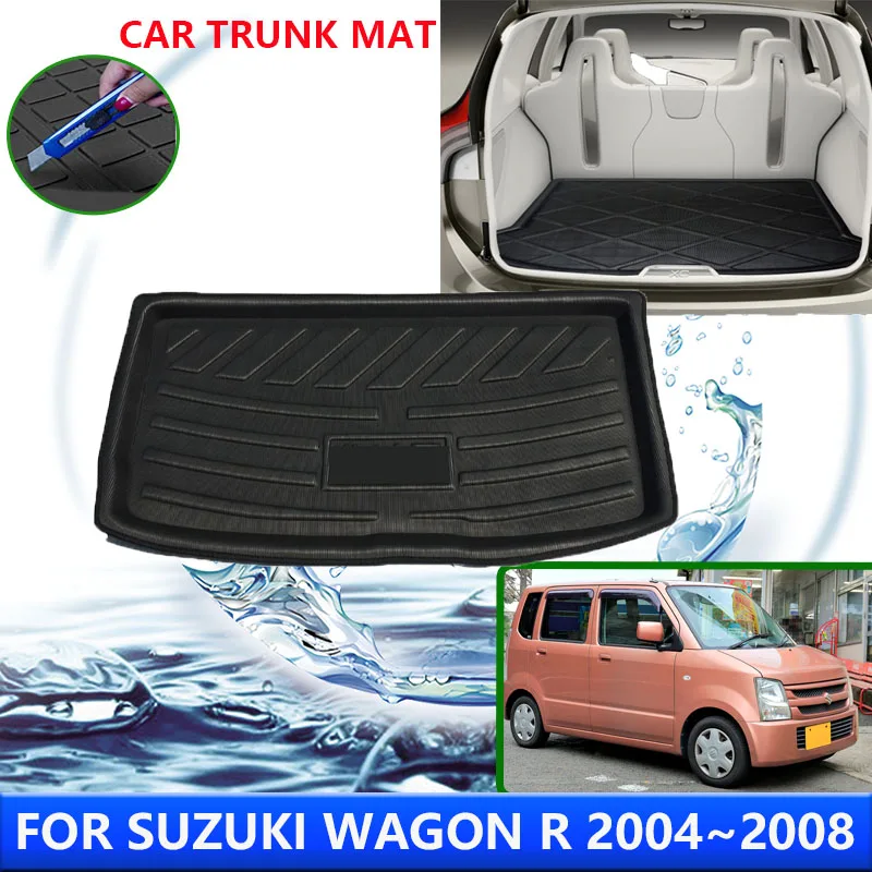 For Suzuki Wagon R MH21S MH22S 2004~2008 2005 2006 Car Rear Trunk Protector Pads Auto Waterproof Anti-Fouling Mats Accessories