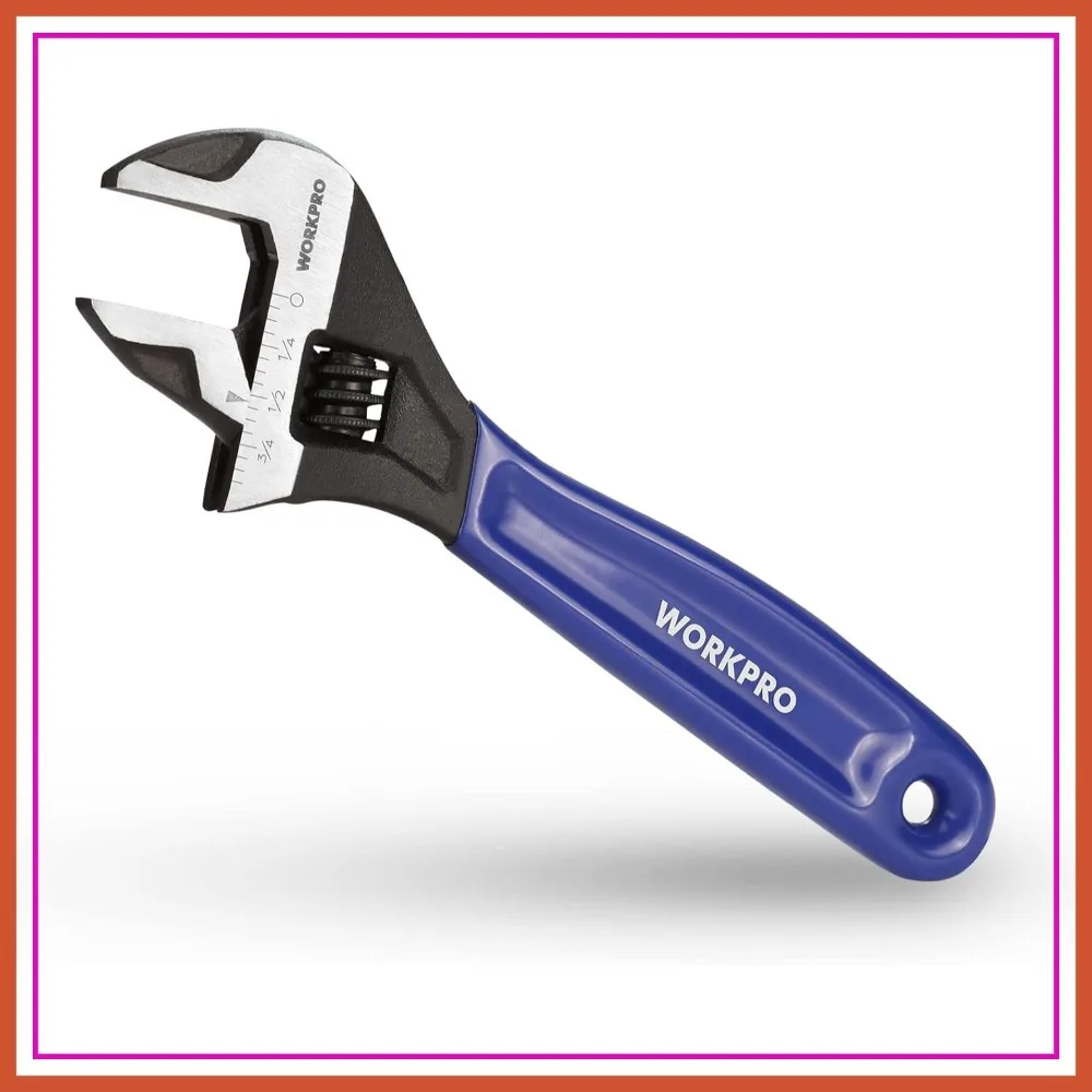 

6-Inch Compact Adjustable Wrench, Wide Jaw, Cr-V Steel, Black Oxide, Metric & SAE, for Home & Garage