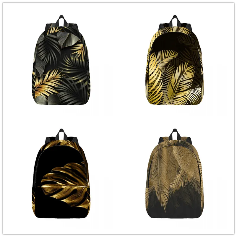 

Gold Leaf Backpack Casual Lightweight Laptop Backpack Men Women Travel Bag Outdoor Canvas Daypack