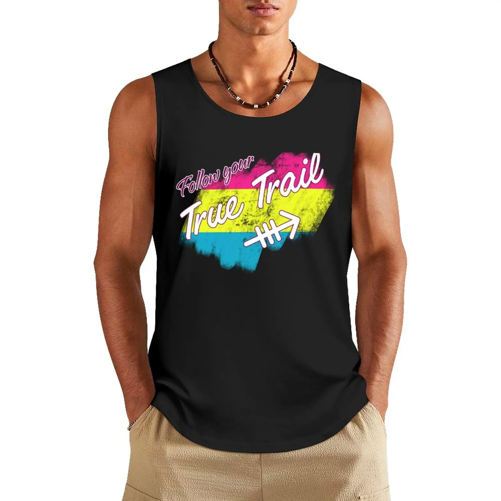 

Follow Your True Trail Pansexual Tank Top t shirt gym T-shirts men