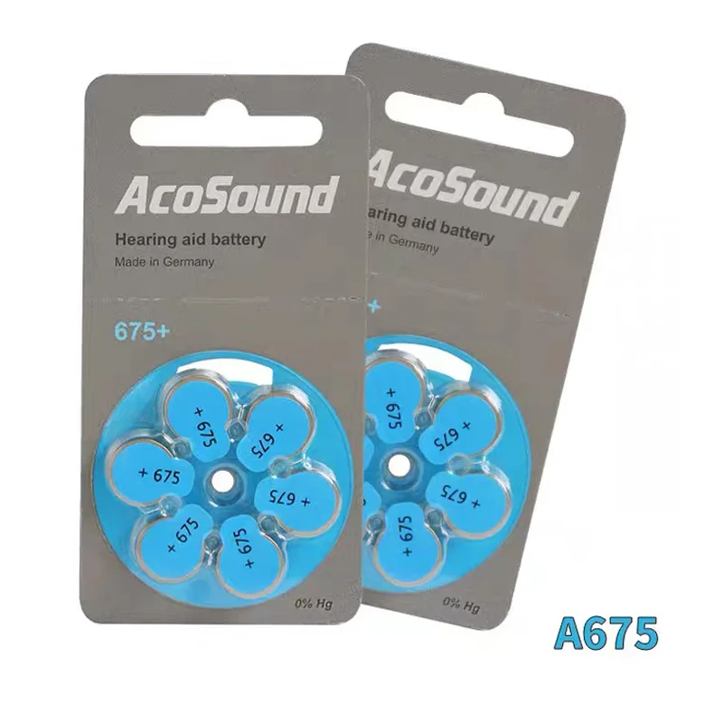 AcoSound EXTRA Zinc Air 5 PCS Performance Hearing Aid Batteries A312 A675 A13 A10 For BTE CIC RIC OE Hearing Aids Free Shipping