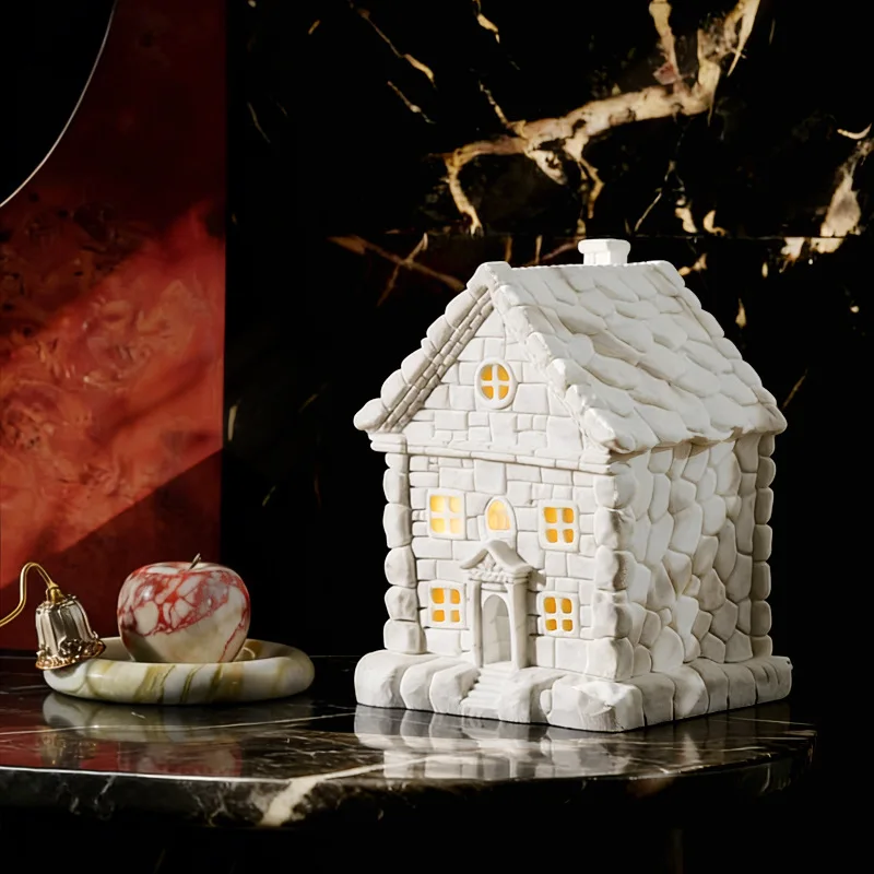 Natural Marble Country House Shape Figures Luxury Room Decoration Handmade Stone Home Decoration Ornaments