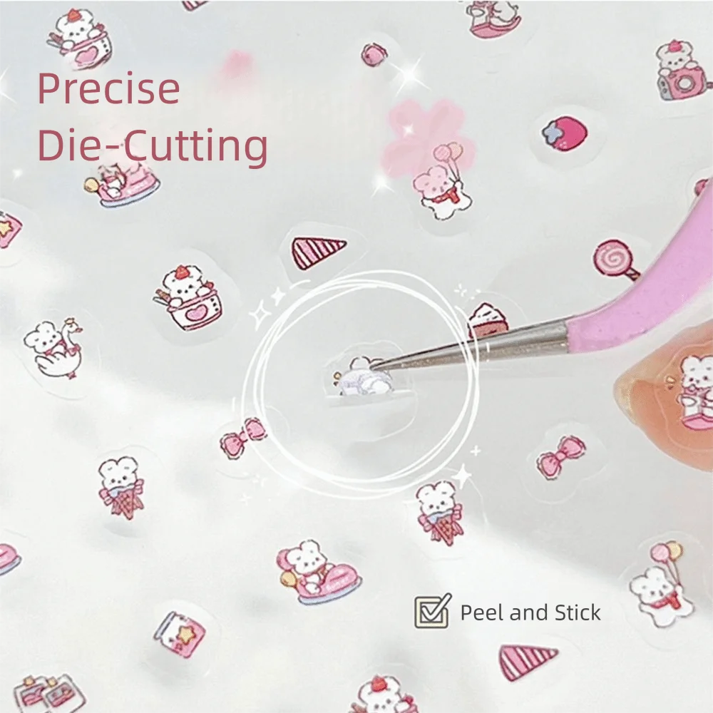 24 Pz/set No-Repeat Adesivo Per Unghie Morbido In Rilievo Autoadesivi Del Fumetto Adesivi Multifunzione 3D Decalcomanie Per Manicure Nail Art Sticker