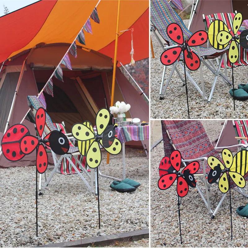 Children Photography Props Bumble Bee Ladybug Windmill Whirligig Wind Spinner Home Yard Garden Decor Kid Photography Accessories