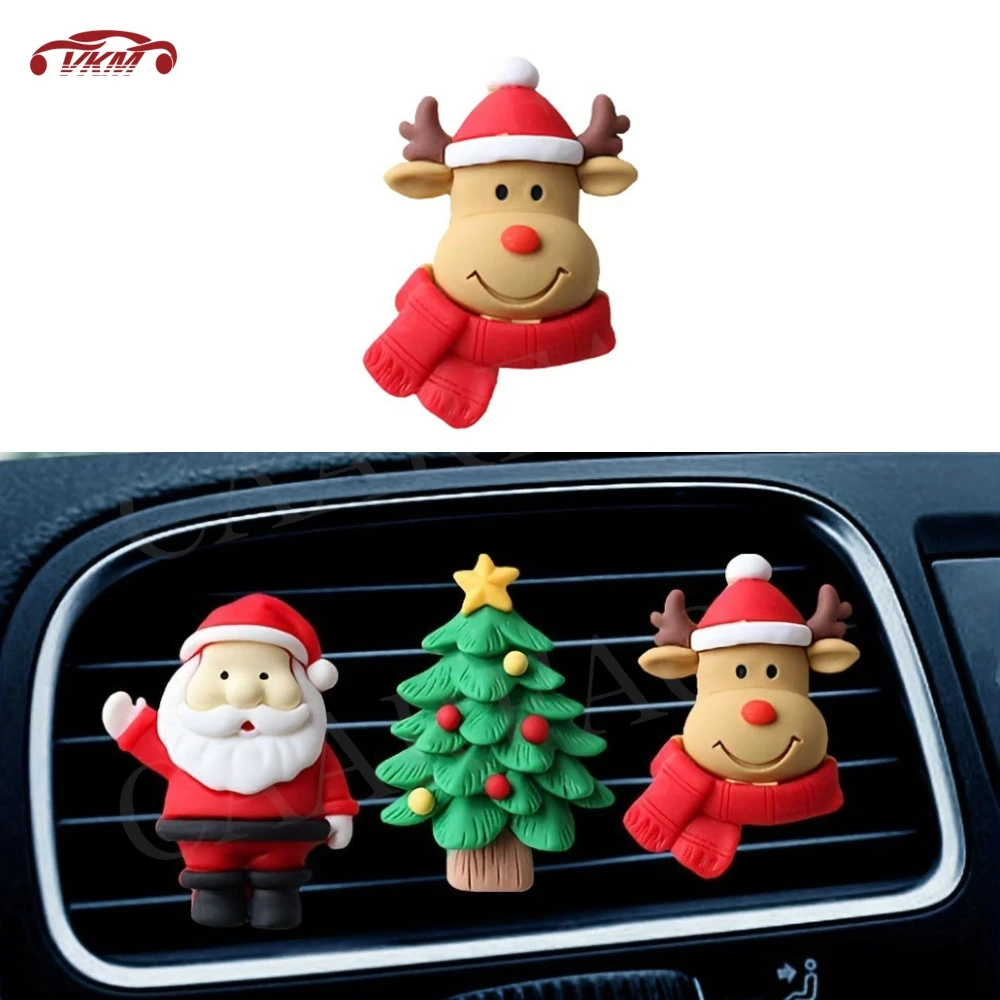 

Christmas Santa Claus Snowman Christmas Tree Air Vent Decorations Car Decor Gift Christmas Air Vent Clips Fresheners Vent Clip