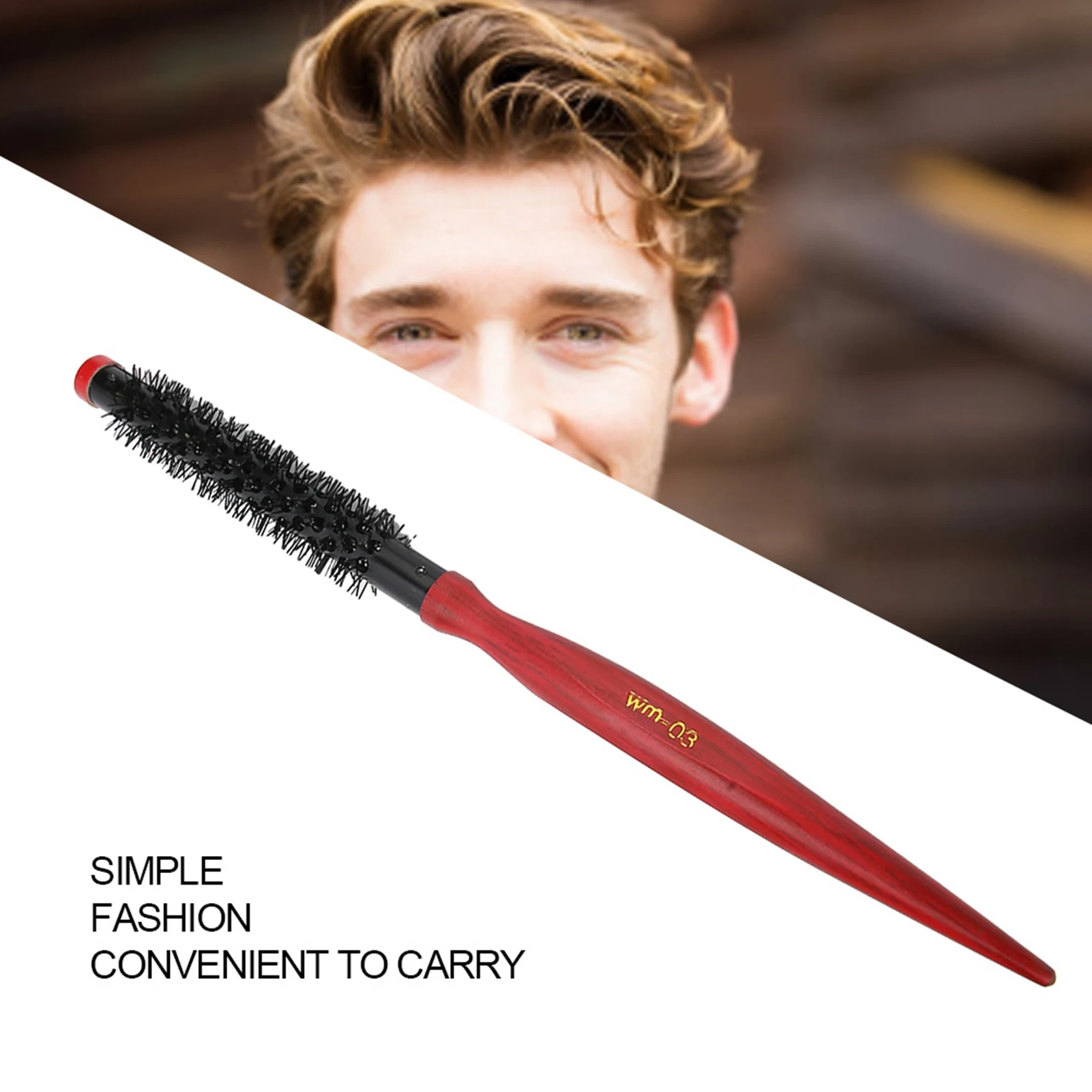 Mini Ultra Thin Aluminum Tube Nylon  Hair Styling Brush Roll Hairbrush Round Hair Styling Brush Nylon  Hairbrush