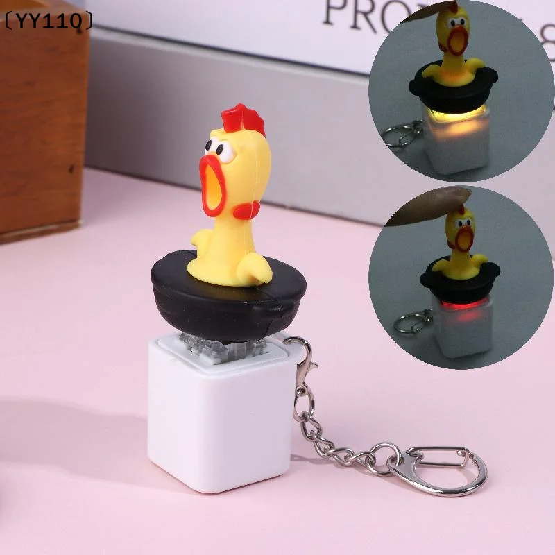 Juguete de Plástico para Aliviar el Estrés, Pollo Llorón de Dibujos Animados con Botón de Voz, Llavero EDC de Alta Estética para Niños, Regalo〔YY110〕