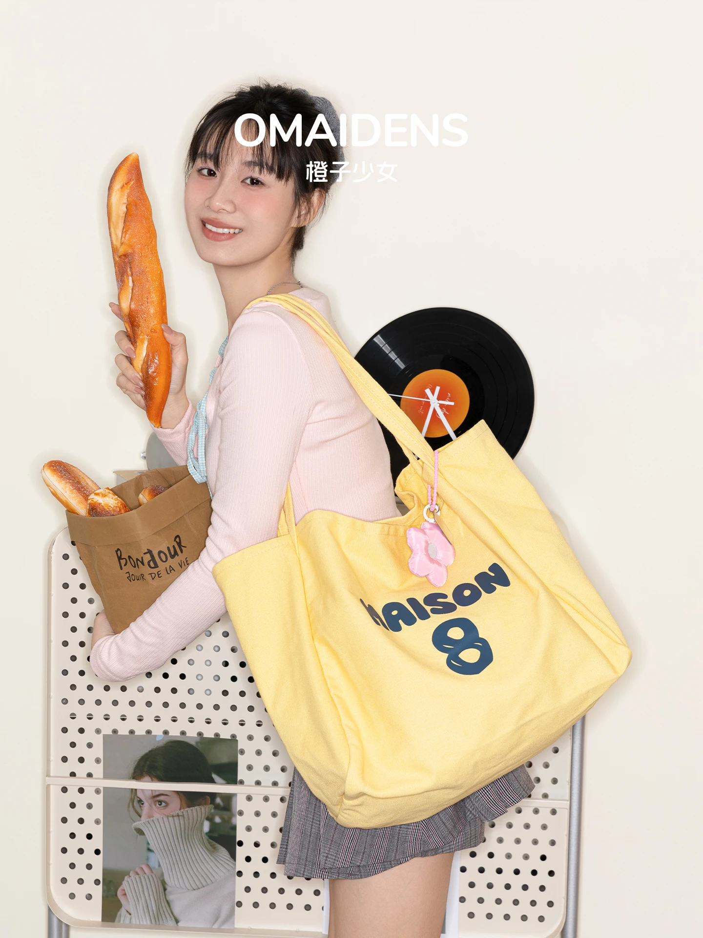 

Lemon Girl Korean Style Lazy Canvas Tote Bag Women's Large Capacity Single Shoulder Shopping Bag Commuting Eco-Friendly Shopp...