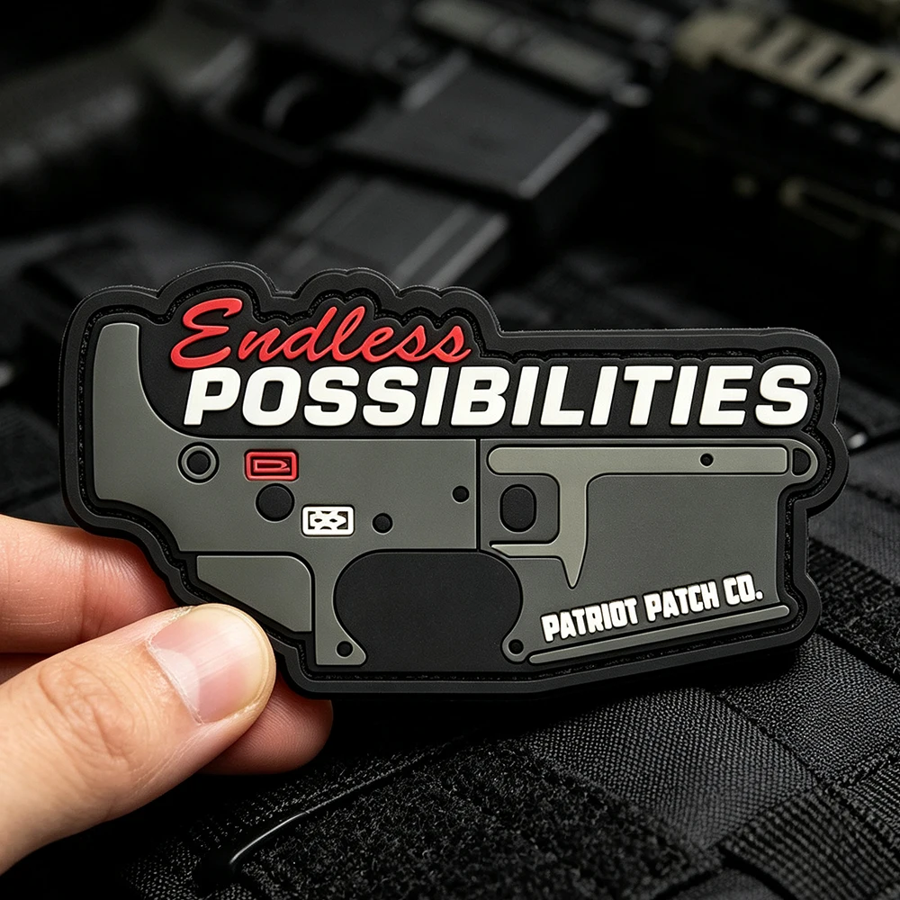 Tactical 3D PVC Patch Hook Fastener Endless Possibilities Emblem Badge DIY Decor for Backpack Vest Cap Outdoor Gear
