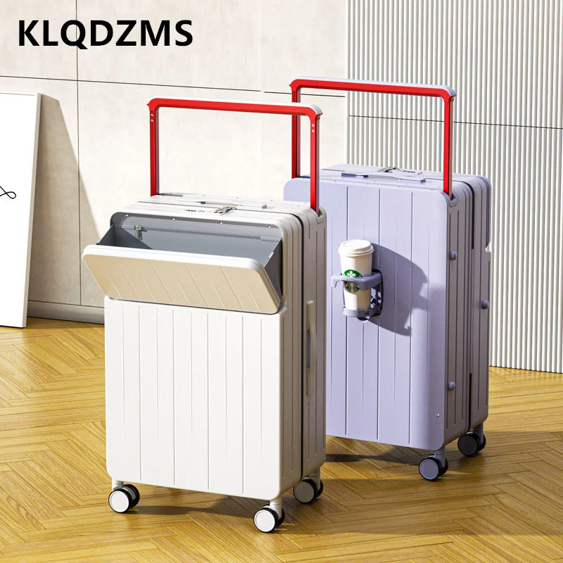 KLQDZMS Cabin Suitcase ABS+PC Front Opening Laptop Boarding Case 22\