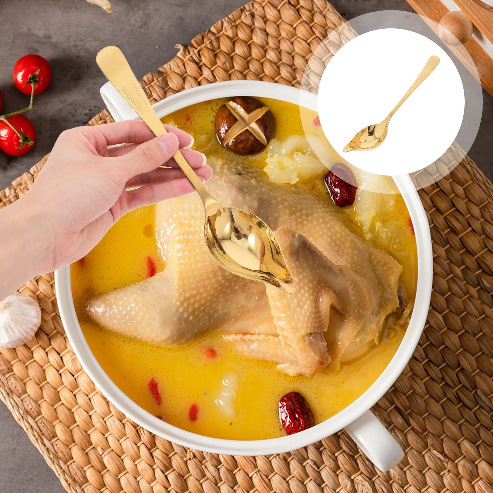 

Stainless Steel Sauce Spoon Long Handle For Soup Oil Cooking Culinary Drawing Basting Serving Kitchen Utensil