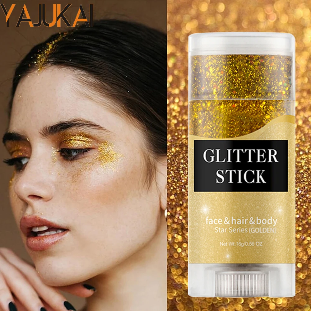 

Yajukai Face and Body Glitter Stick Sparkling Outfit Singer Concert Music Rave Festival Party AccessoriesHair Glitter Gel 1pcs