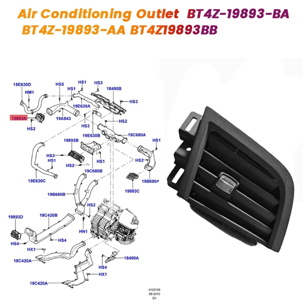 

Решетка воздуховода кондиционера AU16-Car для Ford Edge 2010-2014, сборка вентиляционной решетки