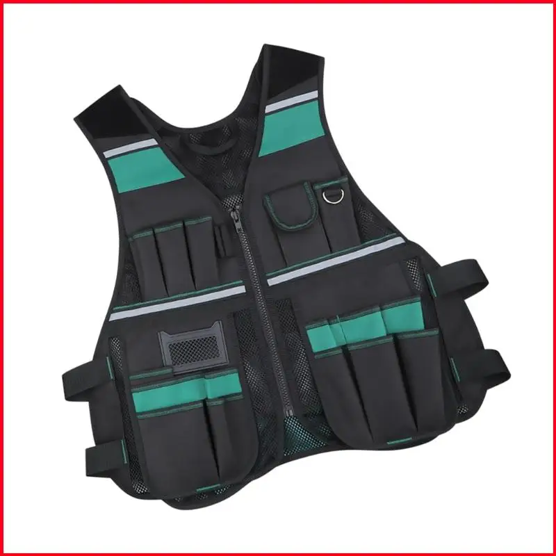 

K92A Carpenter's Tool Vest High Visibility And Adjustable Perfect For Construction Workers With 17 Sturdy Compartments