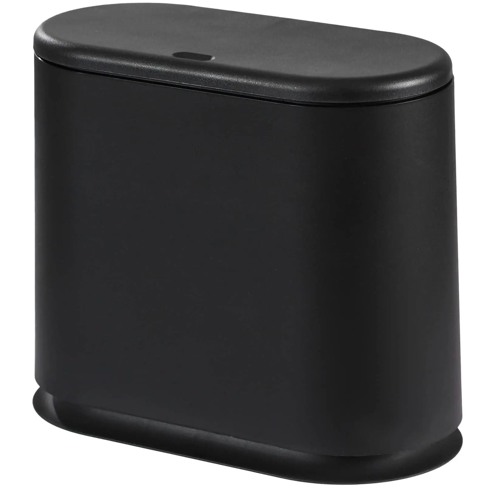 Slim Plastic Trash Can 12L Garbage Can with Press Top Lid,Black Modern Waste Basket for Bathroom,Living Room,Office and Kitchen