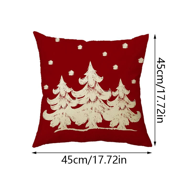 Christmas Snowman Pillow Case Linen Cloth Printing Xmas Tree Cushion Cover New Year Ornament Living Room Bedroom Sofa Decoration