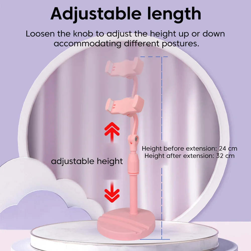 Держатель для настольного телефона, подставка с двумя слотами для карт, прямая трансляция, регулируемый подъемный телескопический держатель для селфи для iPad