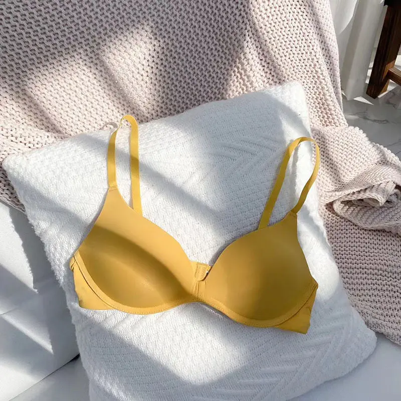 New Arrival Japanese Minimalist Seamless Bra Wireless Push Up Breathable Thin Gathered Soft Women Underwear 6 Colors