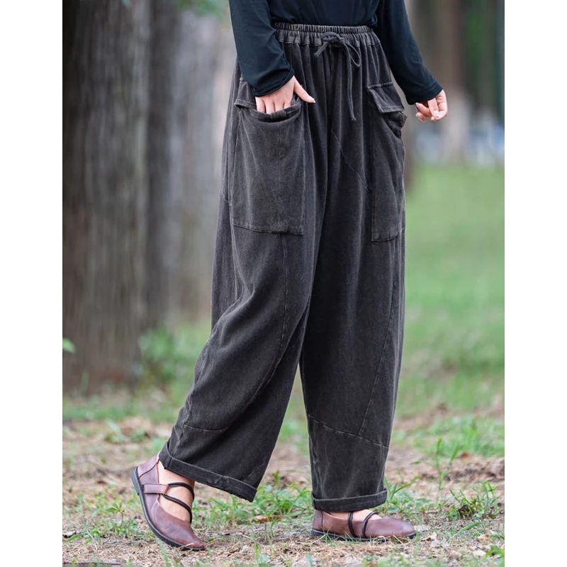 Masss Wasss européen 2026 printemps loisirs solide pantalons longs femmes ample élégant Pantalons dames Vintage classique Fitness pantalon