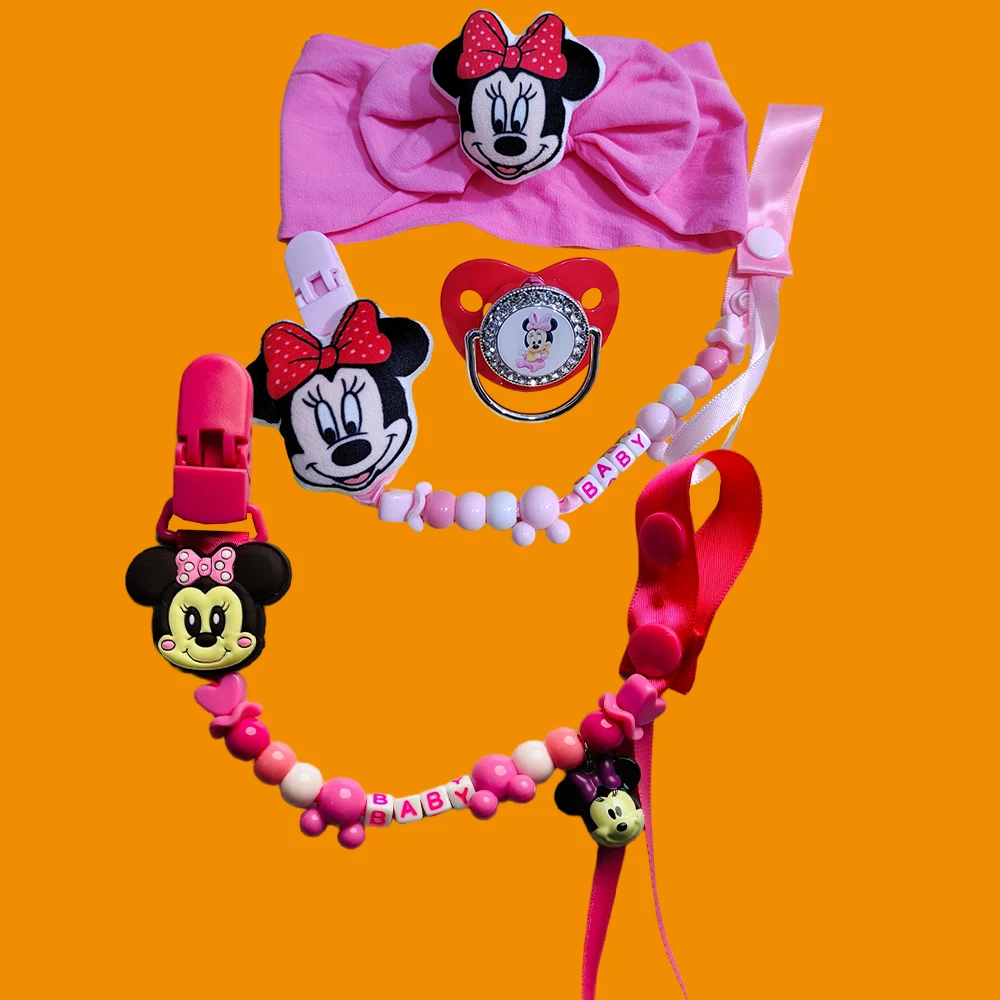 [1 conjunto] roxo azul deluxe princesa mickey mouse mordedor chupeta presente mastigador crianças mamilo alimentação chupeta do bebê chupetes