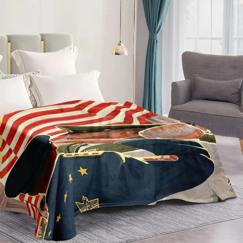 

JHB55Comforting Flannel Blanket Decorated With Soldier Illustrations And Loving Words For Veterans DayJKm!