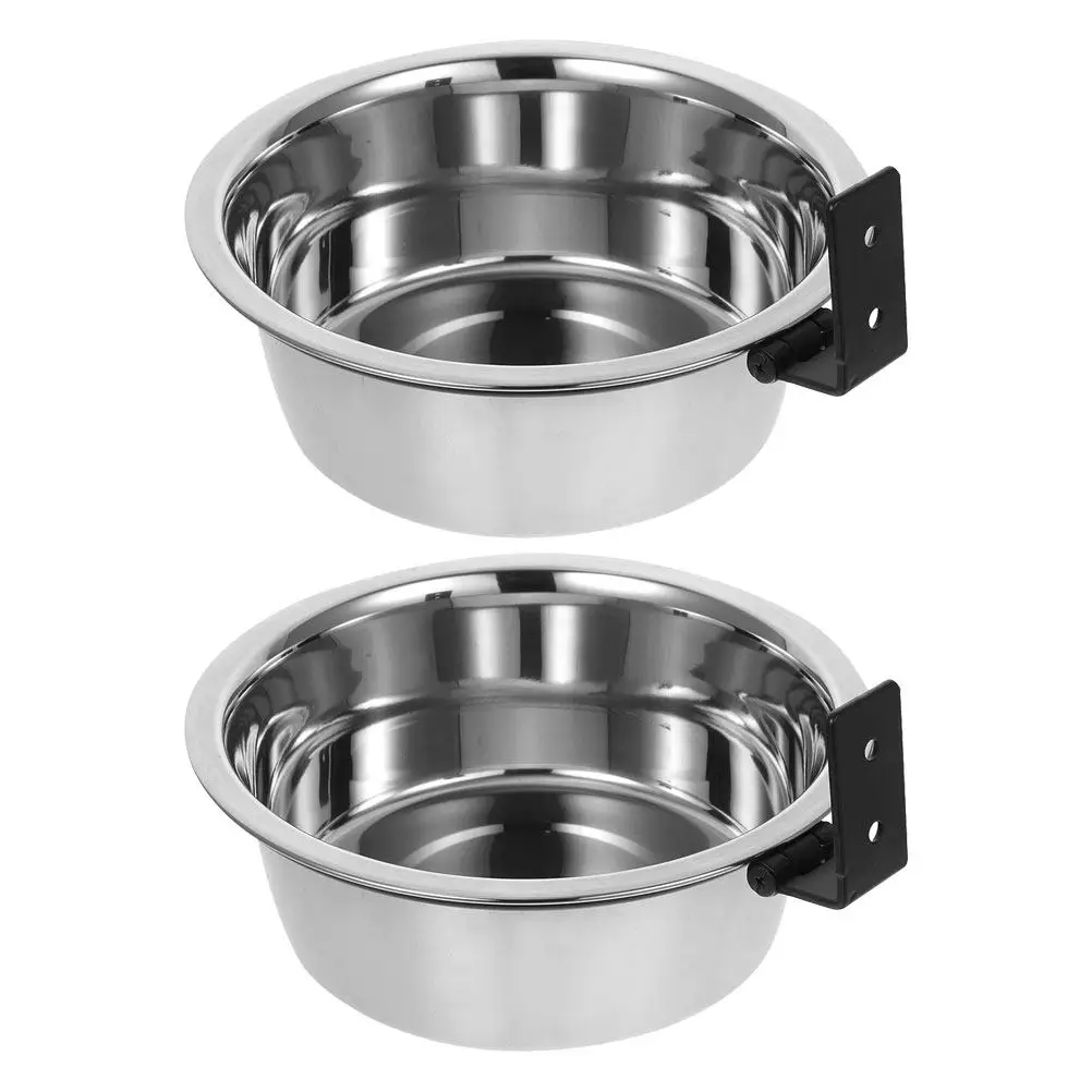 

2 комплекта приподнятых настенных мисок из нержавеющей стали для собак, станция для кормления питомцев, неопрокидывающийся держатель для еды и воды для использования в помещении и на улице