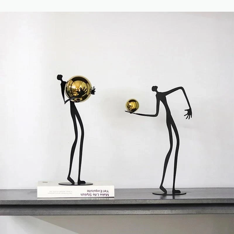 

Abstract Character Statue Metal Handicraft Balls Decorative Character Figurines Sculpture Home Decoration Accessories