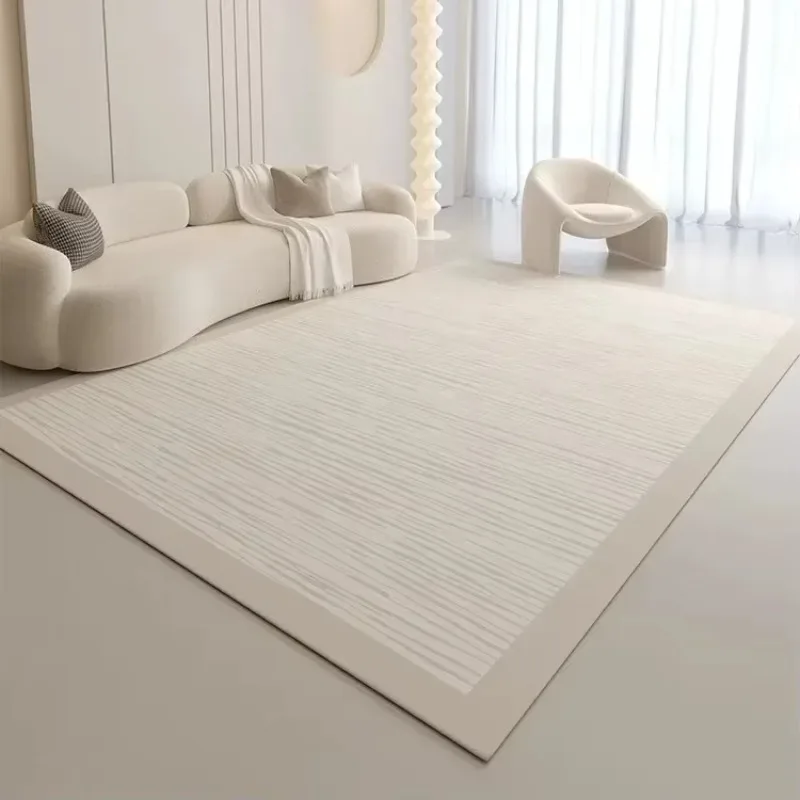 Cream Fleece Full Coverage Rug, Floor Mat for Living Room Coffee Table & Bedroom