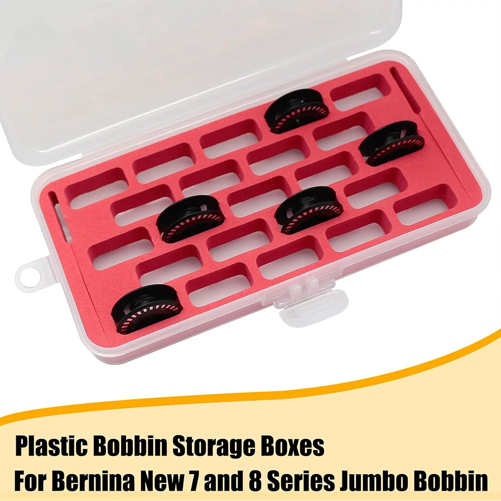 23 Grid Empty Jumbo Bobbins Storage Box Sponge Clear Bobbin Storage Organizer For Bernina New 7 and 8 Series Sewing Accessories