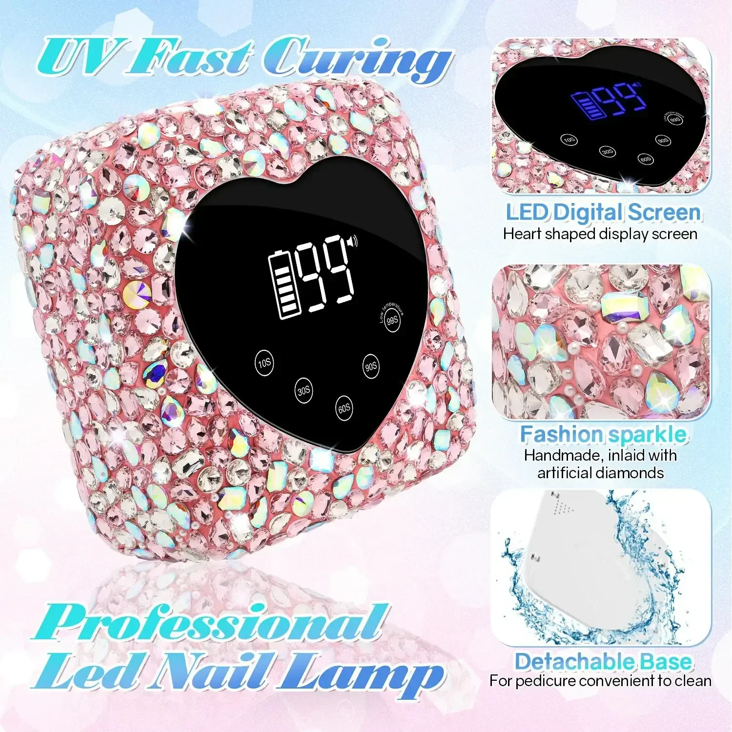 Professionele 30 LEDS UV LED Draadloze UV LED Nagellamp Met 5 Timer Instelling Oplaadbare 72 W Nageldrooglamp manicure Gereedschap