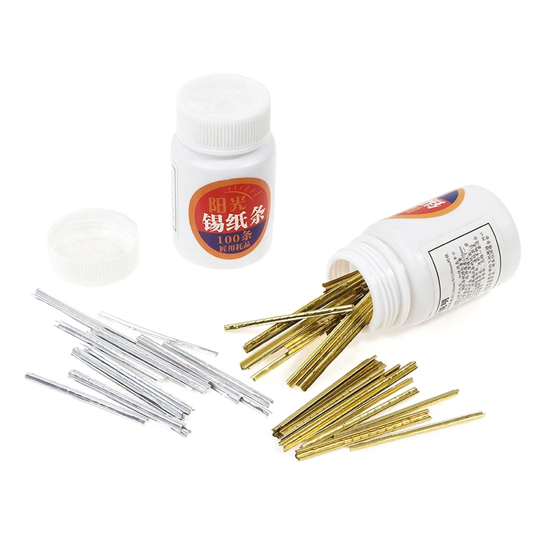 100 Pieces 4.6Cm Finished Aluminum Foil Strip Locksmith Tools Gold And Silver Aluminum Foil Consumable