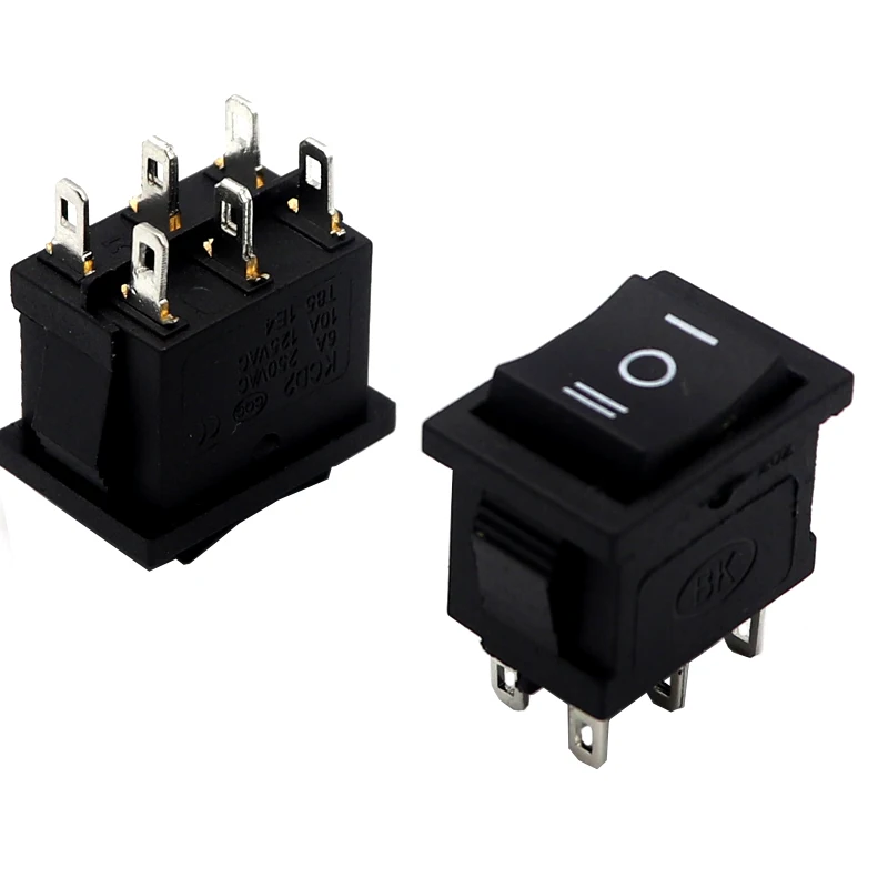 【3-1PCS】KCD1 LED ON-OFF 4/6Pin Rocker Switch 6A/250V 10A/125V AC Black Red Green Light Siwtch