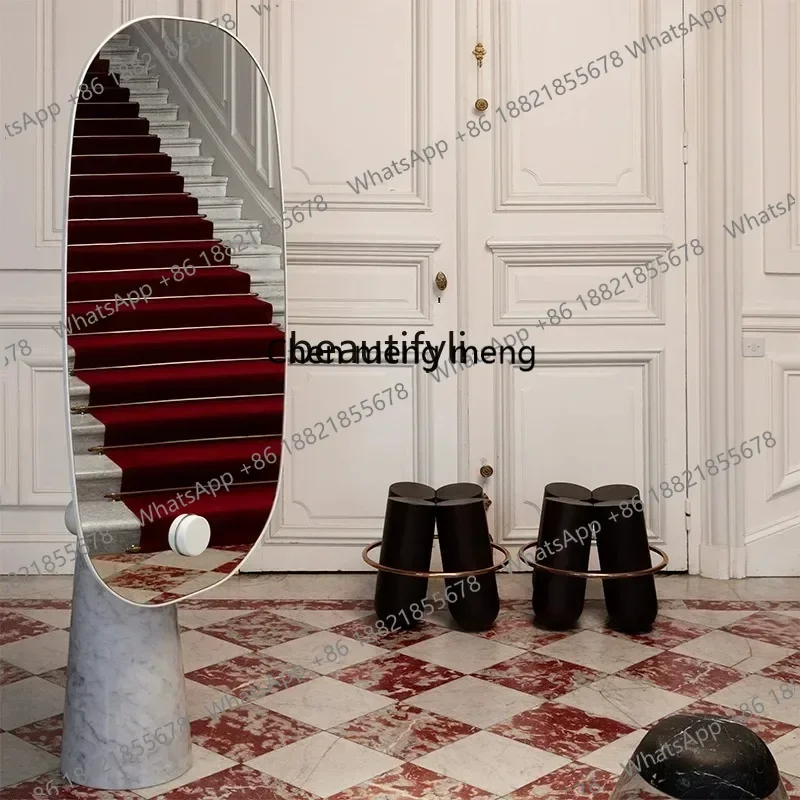 xzzFrench light luxury marble full-body mirror floor mirror modern simple living room full-length mirror
