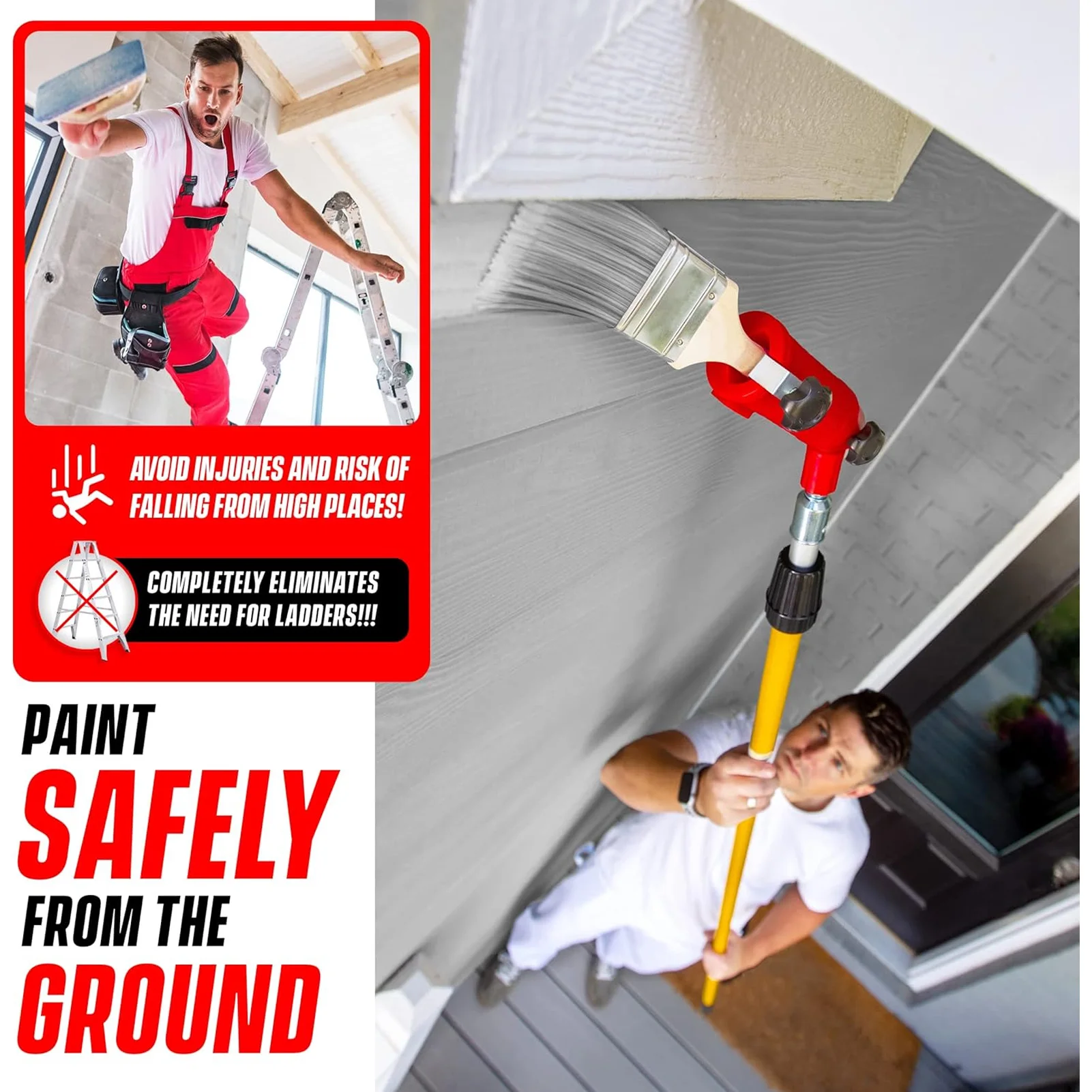 Extension Pole Attachment Holder Paint Brush Extender Multi Angle Paint Brush Extension Pole Attachment for Painting